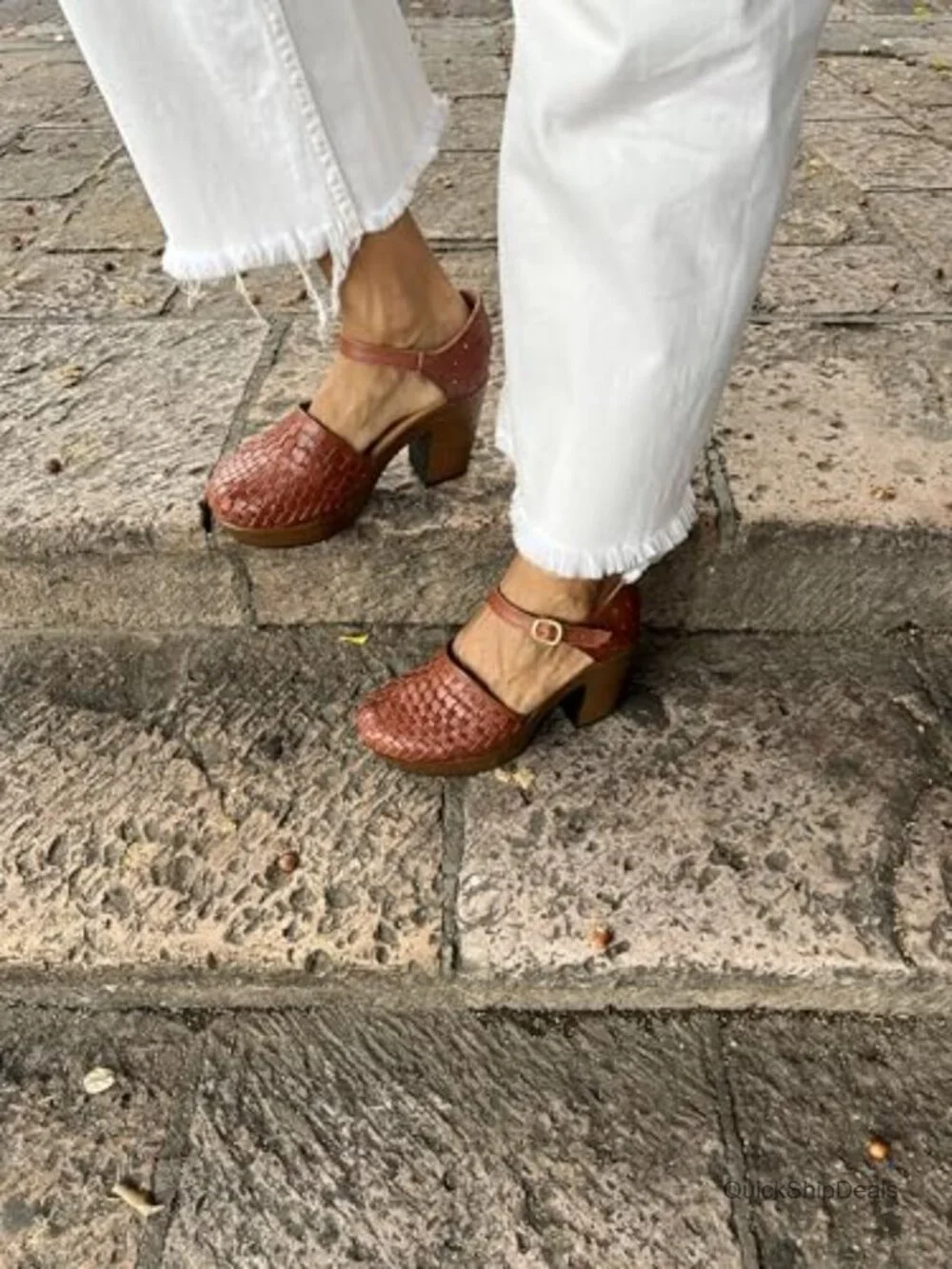 Handmade Leather Huarache Wedge Sandals Ankle Strap Platform